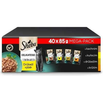 SHEBA Delicacy Hydinové príchute vrecúška 40 x 85 g
