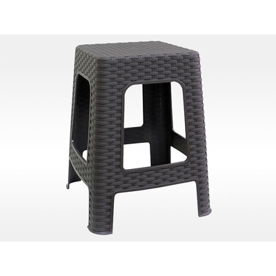 Mega Plast, Taburet polyratan, 45 x 35,5 x 35,5 cm, wenge