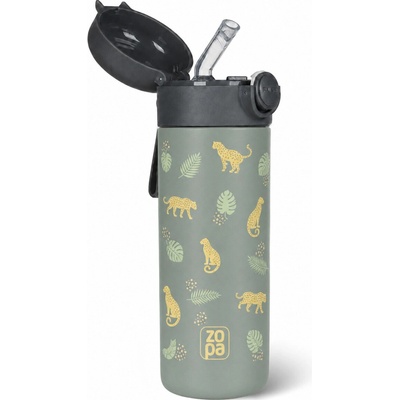 Zopa termoska s brčkem a silikonovým držákem 350 ml Wild Gepard