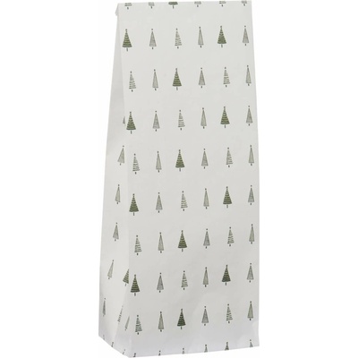 Ib Laursen Papírový sáček Green Christmas Trees 30,5 cm – set 5 ks, zelená barva, papír