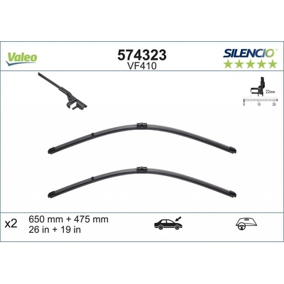 Valeo Silencio Flat Blade set 650+475 mm VA 574323