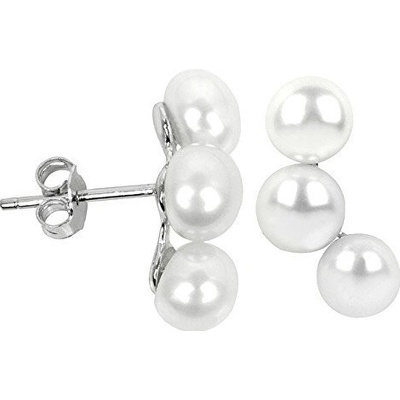 JwL Jewellery strieborné náušnice s tromi pravými perlami JL0283