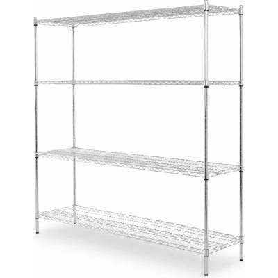 TECHNICA Regál z chrómovanej ocele, 4-policový, 1800x450x1800 mm | TECHNICA, Silver Line