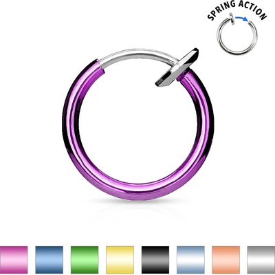 Šperky eshop titanový fake piercing do nosu nebo do ucha jednoduchý lesklý kroužek PC21.21 modrá