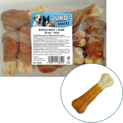 JUKO Exclusive Snacks Buvolí kost s kuřecím masem 10 cm 10 ks