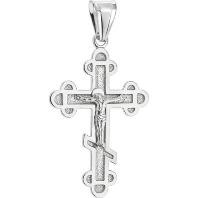 Argento Strieborný prívesok pravoslávny krížik s Kristom textúrovaný povrch 86143