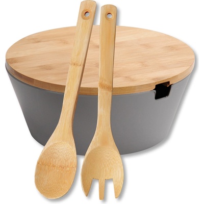 Kesper mísa na ovoce a salát plastová s bambusovým víkem šedá 26 cm 11 cm 32600