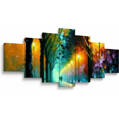 Obraz - Nočná prechádzka, sedemdielne 210x100 cm