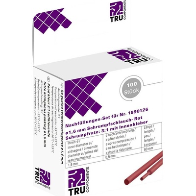 TRU COMPONENTS T1807CA007A zmršťovacia bužírka s lepidlom červená 1.60 mm 0.50 mm Pomer zmrštenia:2:1 100 ks