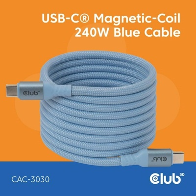 Club3D CAC-3030 magnetický USB-C 240W PD3.1 2m modrý