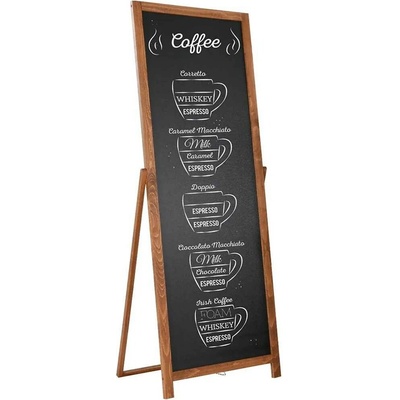 A-Z Reklama CZ Dřevěný poutač s křídovou tabulí – plocha 44 × 137 cm – tmavě hnědý – kód UWCFS0D030