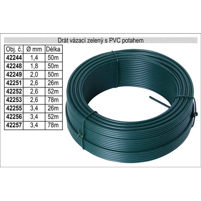 Drát napínací s PVC 3,4 mm x 78 m zelený