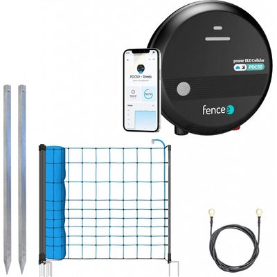 Fencee Sada pro elektrický ohradník s modrou sítí 120 cm proti vlkům + DUO zdroj LTE s výkonem 5 J