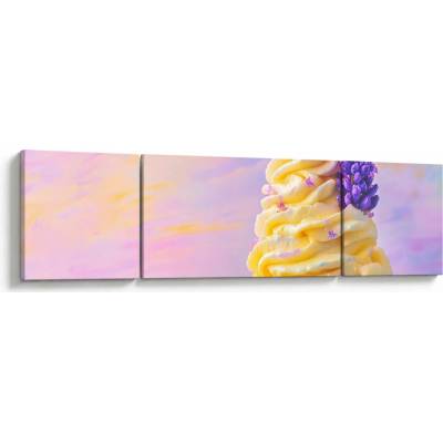 Obraz - Zmrzlina s levandulí, třídílný 170x50 cm