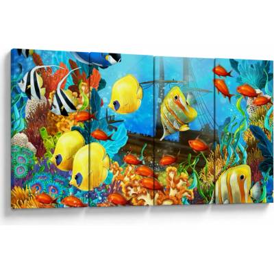 Obraz - Farebný koralový útes, štvordielne 160x80 cm