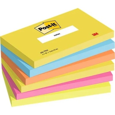 3M POSTIT Samolepiaci bloček, 76x127 mm, 6x100 listov, 3M POSTIT, energické farby