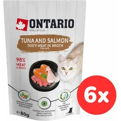 ONTARIO Cat Tuna and Salmon in Broth 6x80 g