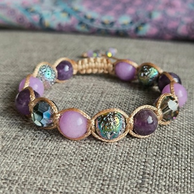 Marole Amethyst Essence Náramok z minerálov (Ametyst, Lávový kameň) 51174117343560