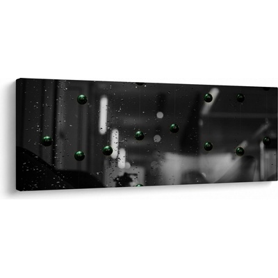 Abstraktní obraz - zelené kuličky, jednodílný 100x40 cm