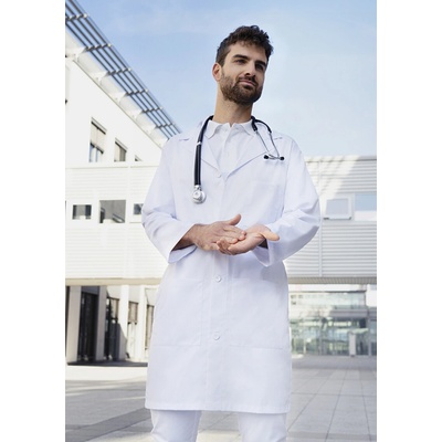 Karlowsky pánsky lekársky a laboratórny plášť Basic s klopovým golierom biela