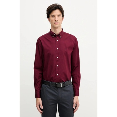Tommy Hilfiger pánska bavlnená košeľa MW0MW37550 burgundské