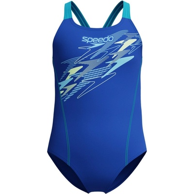Speedo Dievčenské plavky MEDLEY LOGO MDLT JF modrá/zelená