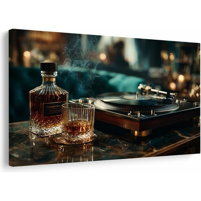 Obraz gramofón a pohár whisky
