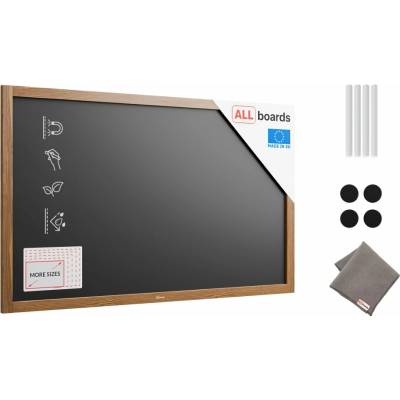 ALLboards Voděodolná magnetická křídová tabule 120 × 60 cm v dřevěném rámu KLASICKÁ HNĚDá MTB126