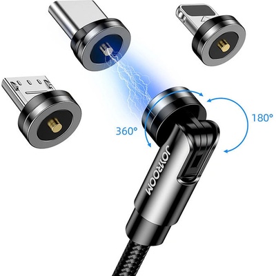 Joyroom S-1224X2 3in1 magnetic USB - Lightning / USB Type C / micro USB charging, 2,4A, 1,2m, černý