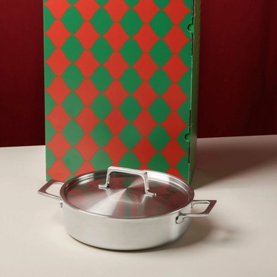 Servírovací tegame pánev Lucca 4.0 Pro, ø 28 cm (4 l), dárkové balení - Nerezová beznýtová pánev z vícevrstvé nerezové oceli s poklicí