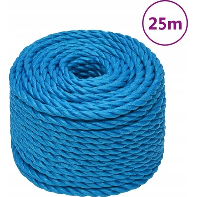Přímo pletené polypropylenové lano 12 mm, 25 m, modré