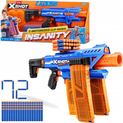 ZURU XShot Pistole na šipky Motorised Clip Mania Insanity 72 šipek 36786