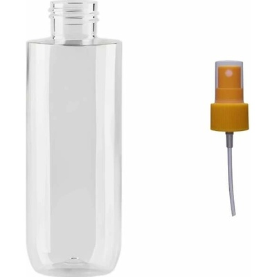 Ambra Plastová lahvička čirá s oranžovým kosmetickým rozprašovačem 150 ml