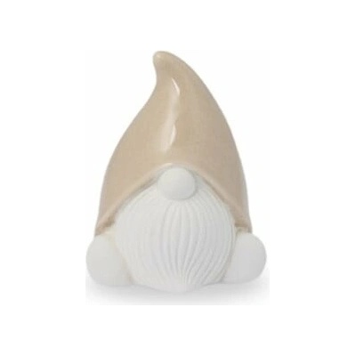 Storefactory Vánoční dekorace skřítek Harald Beige 8 cm, béžová barva, bílá barva, keramika