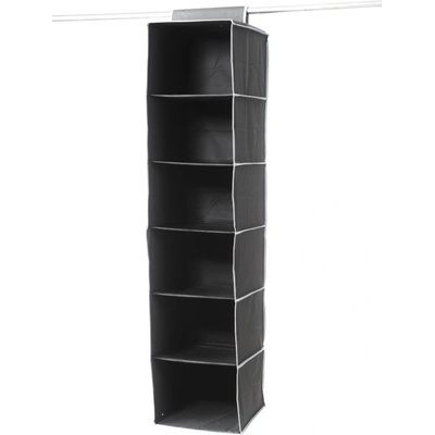 Compactor Závěsný organizér na oblečení Compactor 30 x 30 x 128 cm – 6 polic, černý
