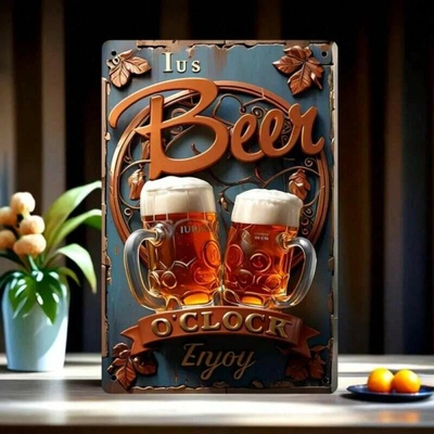 Plechová vintage cedule Beer Time 20x30cm