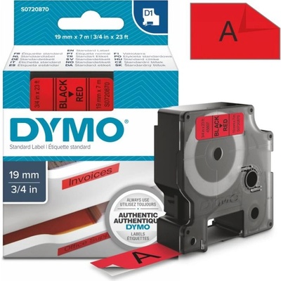 Páska Dymo D1, 19mm (45807) červená, černý tisk, 7m
