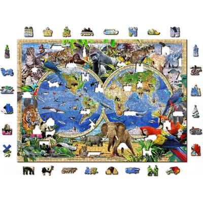 WOODEN CITY Dřevěné Mapa Říše zvířat 2v1 EKO 1010 dílků