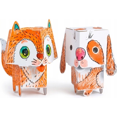Sada 3D omaľovánok Monumi Cube Head pes a mačka kartón bez lepidla