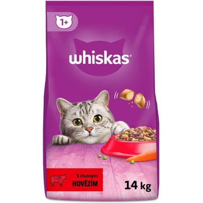 Whiskas Dry s hovädzím mäsom a pečeňou 14 kg