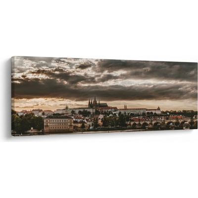 Obraz - zamračená Praha, jednodílný 145x58 cm