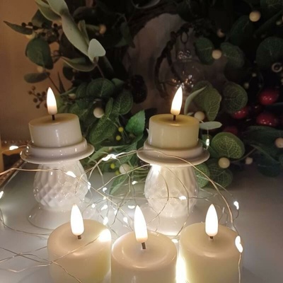 DECOLED Vánoční svícen na stůl 7 × 7 × 6,5 cm, keramický, bílý