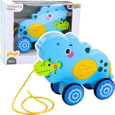 Lean Toys interaktívna hračka na ťahanie hroch modrá