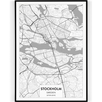 Plakát / Obraz Mapa Stockholm A4 - 21 x 29,7 cm Tiskové plátno – Hledejceny.cz