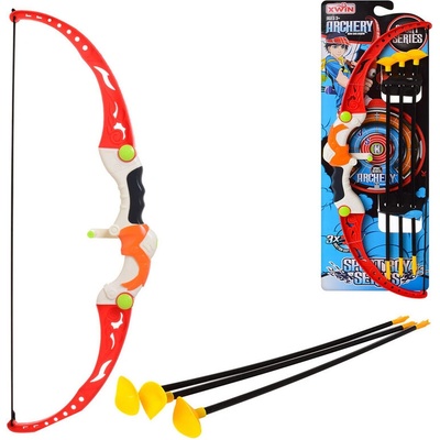 Mix hračky luk dětský plastový 57cm set se 3 šípy s přísavkou na kartě