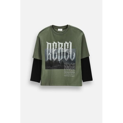 Coccodrillo chlapčenské tričko s dlhým rukávom khaki