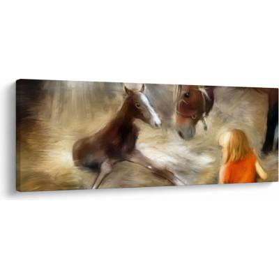 Obraz - Vitaj na svete, žriebätko, jednodielne 145x58 cm