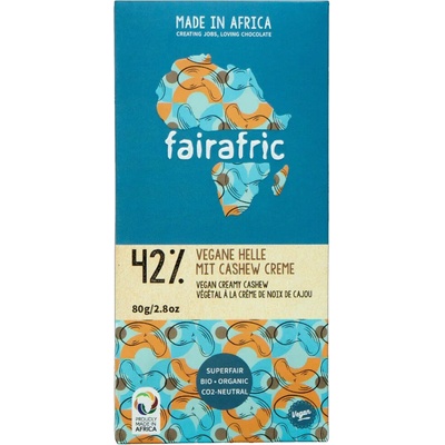 Fairafric Bio vegan se 42% kakaa a kešu krémem 80 g