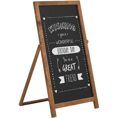 A-Z Reklama CZ Dřevěný poutač s křídovou tabulí – plocha 44 × 77 cm – tmavě hnědý – kód UWCFS0D010