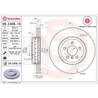 Brzdový kotúč BREMBO PRIME LINE - Composite 09.C409.13